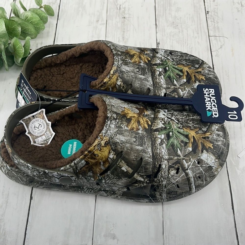 Men's Comfy Fuzzy Camo Lined EVA Clogs Sandals Shoes Size 10